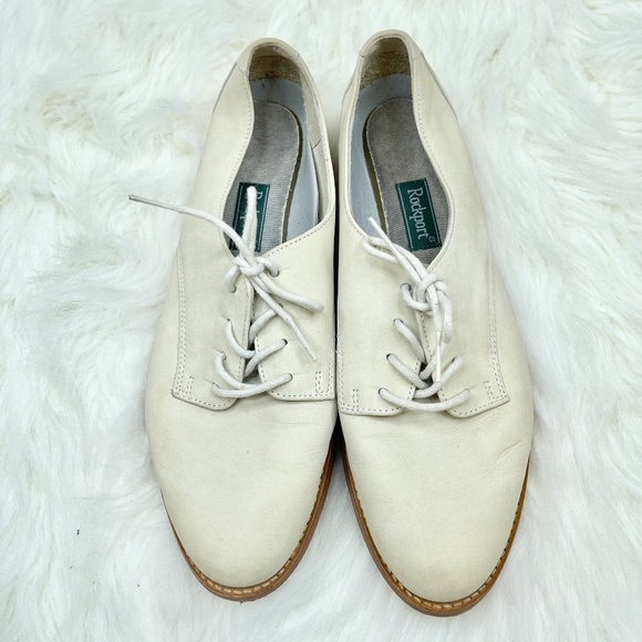Rockport Cream Leather Lace Up Shoes 8 1/2 M - Picture 1 of 7